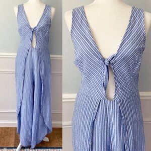 Skylar & Jade Jumpsuit Wide-Leg Split Thigh Size XL Cotton Nautical Boho Cottage